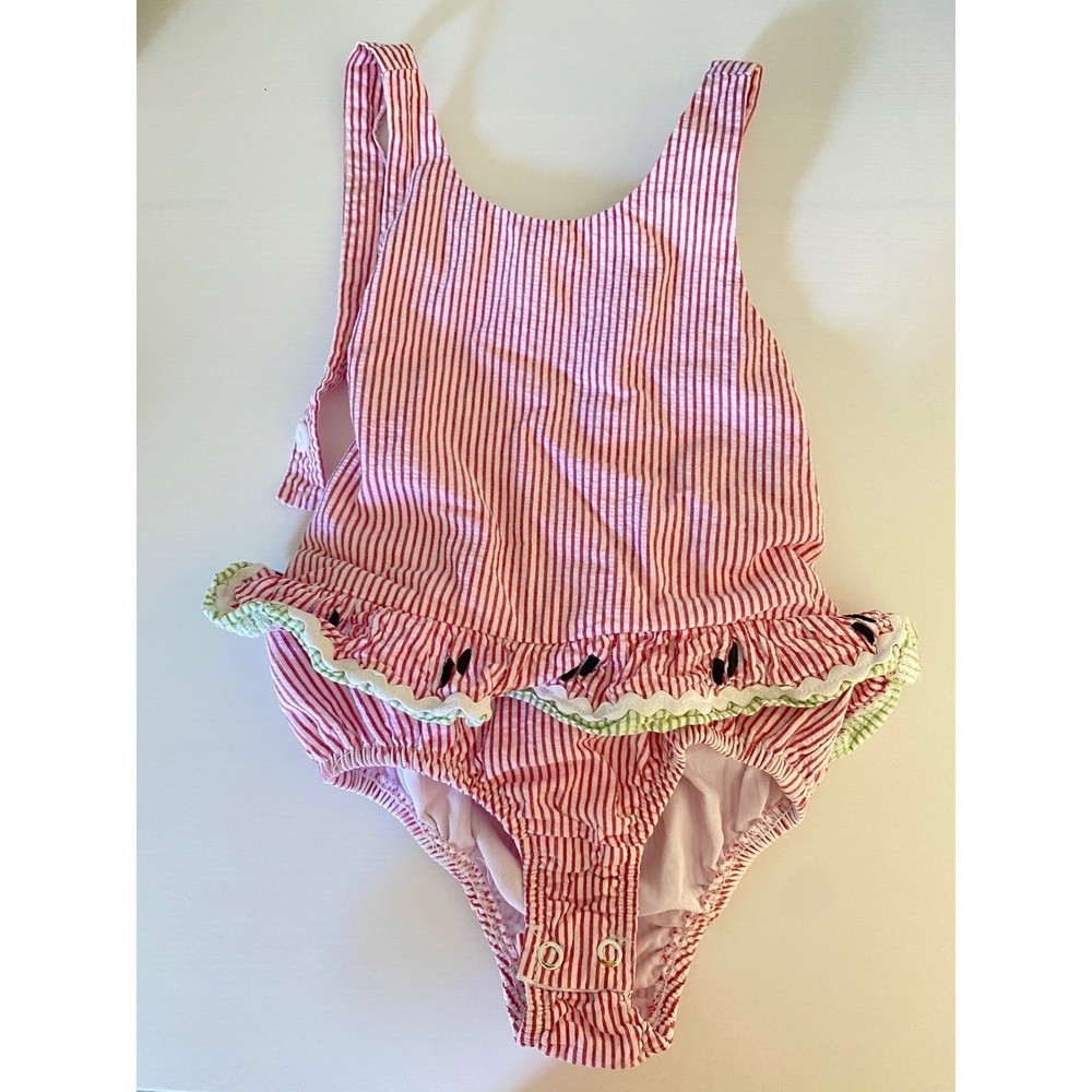 Bella Bliss Watermelon seersucker smocked back swimsuit